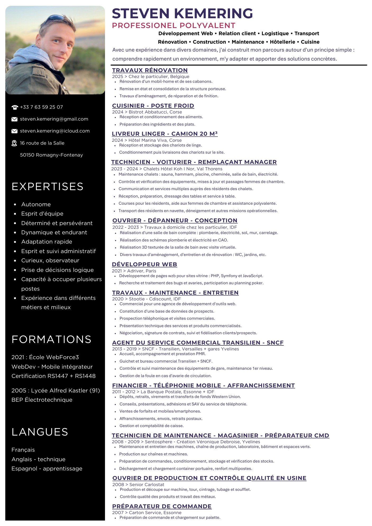 Aperçu du CV de Steven Kemering